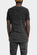 Jacquard knit scar T-Shirt, Cold dye marmorized