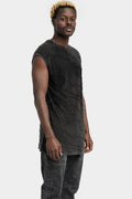 Jacquard knit scar sleeveless T-Shirt, Cold dye marmorized