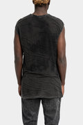 Jacquard knit scar sleeveless T-Shirt, Cold dye marmorized