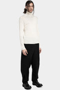 Lightweight wool / silk turtleneck ls T-Shirt, Ivory White