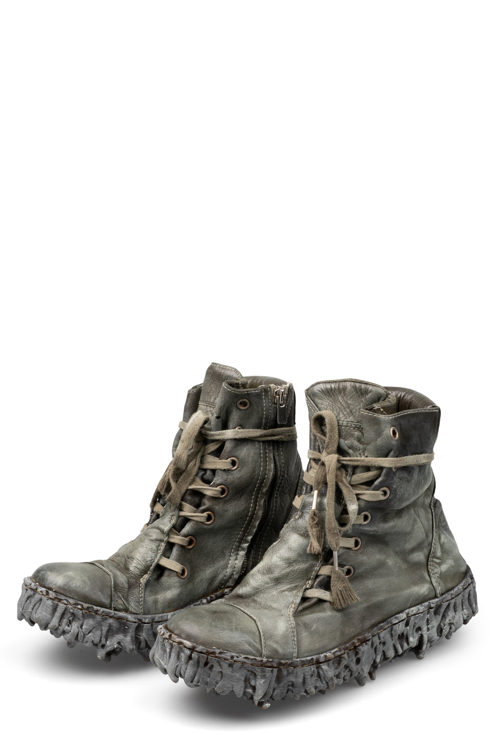 High top fold melt sole laced sneakers, Serpentine