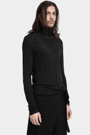 Marc Point | AW24 - Lightweight wool / silk turtleneck ls T-Shirt, Black