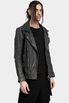 Scar stitch leather biker jacket, Overdyed Black