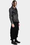 Scar stitch leather biker jacket, Overdyed Black
