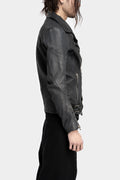 Scar stitch horse leather biker jacket, Overdyed Black