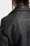 Scar stitch leather biker jacket, Overdyed Black