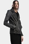 Scar stitch leather biker jacket, Overdyed Black
