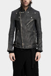 Scar stitch leather biker jacket, Overdyed Black