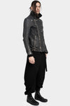 Scar stitch leather biker jacket, Overdyed Black