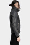 Scar stitch leather biker jacket, Overdyed Black