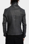Scar stitch leather biker jacket, Overdyed Black