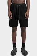 Textured cotton shorts, Black