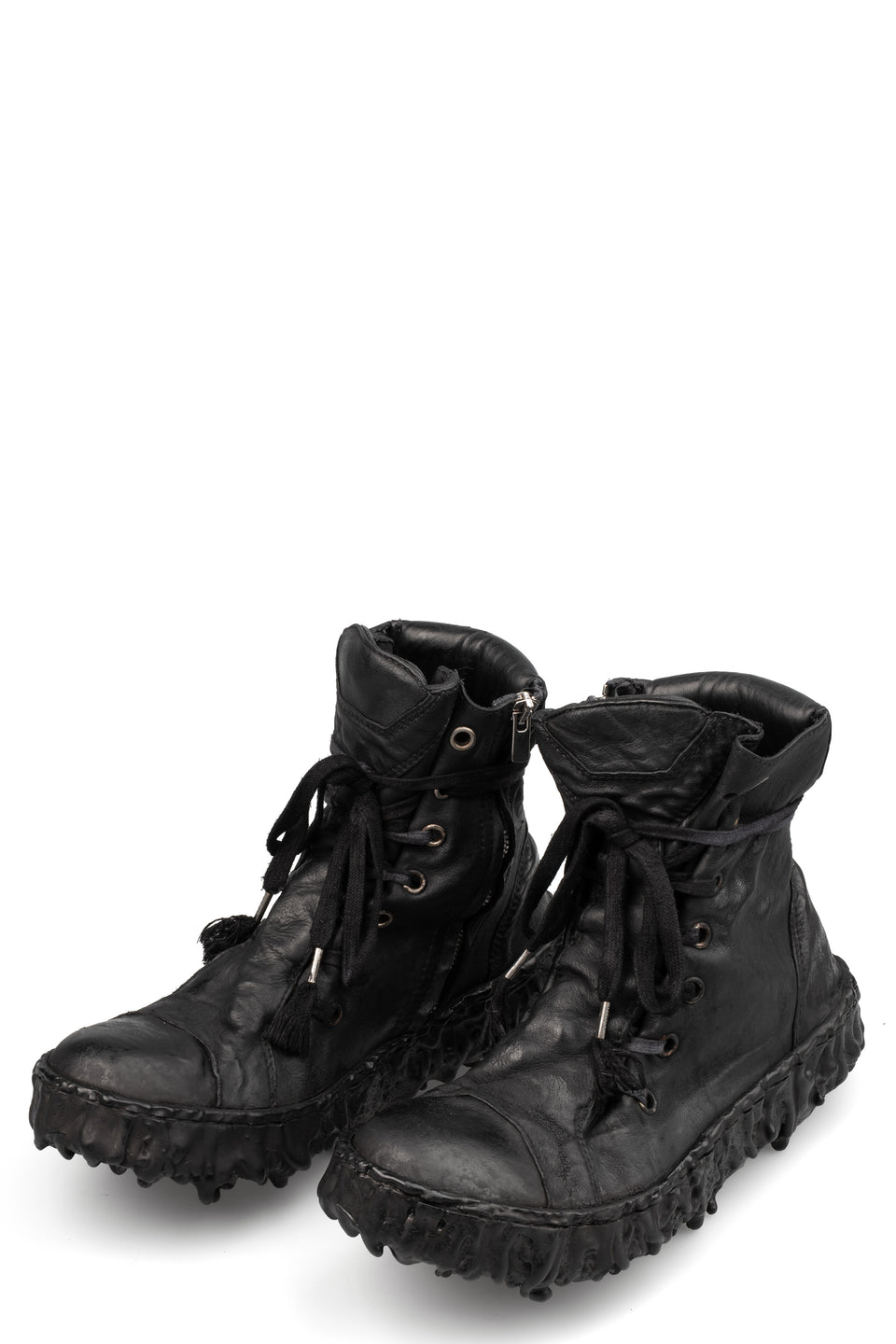 High top melt sole laced wrap front sneakers, Coal