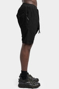 Textured cotton shorts, Black