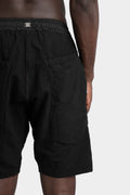 Textured cotton shorts, Black