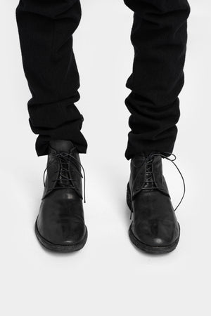 Low top laced leather boots w back zip