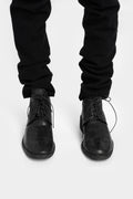 Low top laced leather boots w back zip