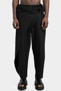 Asymmetrical panel overlay wool blend pants