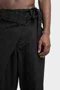 Asymmetrical panel overlay wool blend pants