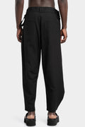 Asymmetrical panel overlay wool blend pants