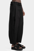 Asymmetrical panel overlay wool blend pants