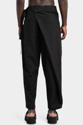 Asymmetrical panel overlay wool blend pants