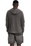 Contrast zip up hood sweater, Dark used grey