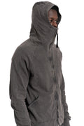 Contrast zip up hood sweater, Dark used grey