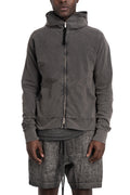 Contrast zip up hood sweater, Dark used grey