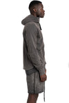 Contrast zip up hood sweater, Dark used grey
