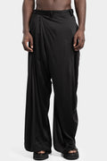 Draped overlap front silk pants, Black