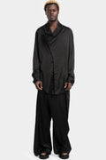 Asymmetrical draped neck silk shirt, Black