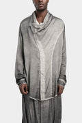 Asymmetrical draped neck silk shirt, Ash Grey