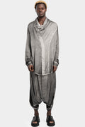 Asymmetrical draped neck silk shirt, Ash Grey