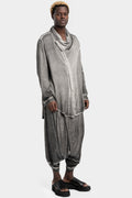 Asymmetrical draped neck silk shirt, Ash Grey