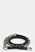 JULIUS_7 | SS25 Anima - Metal chain leather belt, Black / Silver