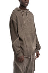 La Haine Inside Us | SS26 - Asymmetric hooded contrast sweater, Fango M1271