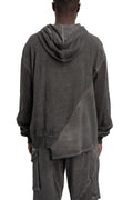 La Haine Inside Us | SS26 - Asymmetric hooded contrast sweater, Grey M1271