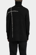 High neck scar-stitch detail knit sweater