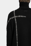 High neck scar-stitch detail knit sweater