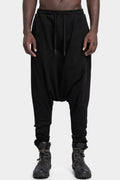 Waffle cotton drop crotch sweatpants, Black