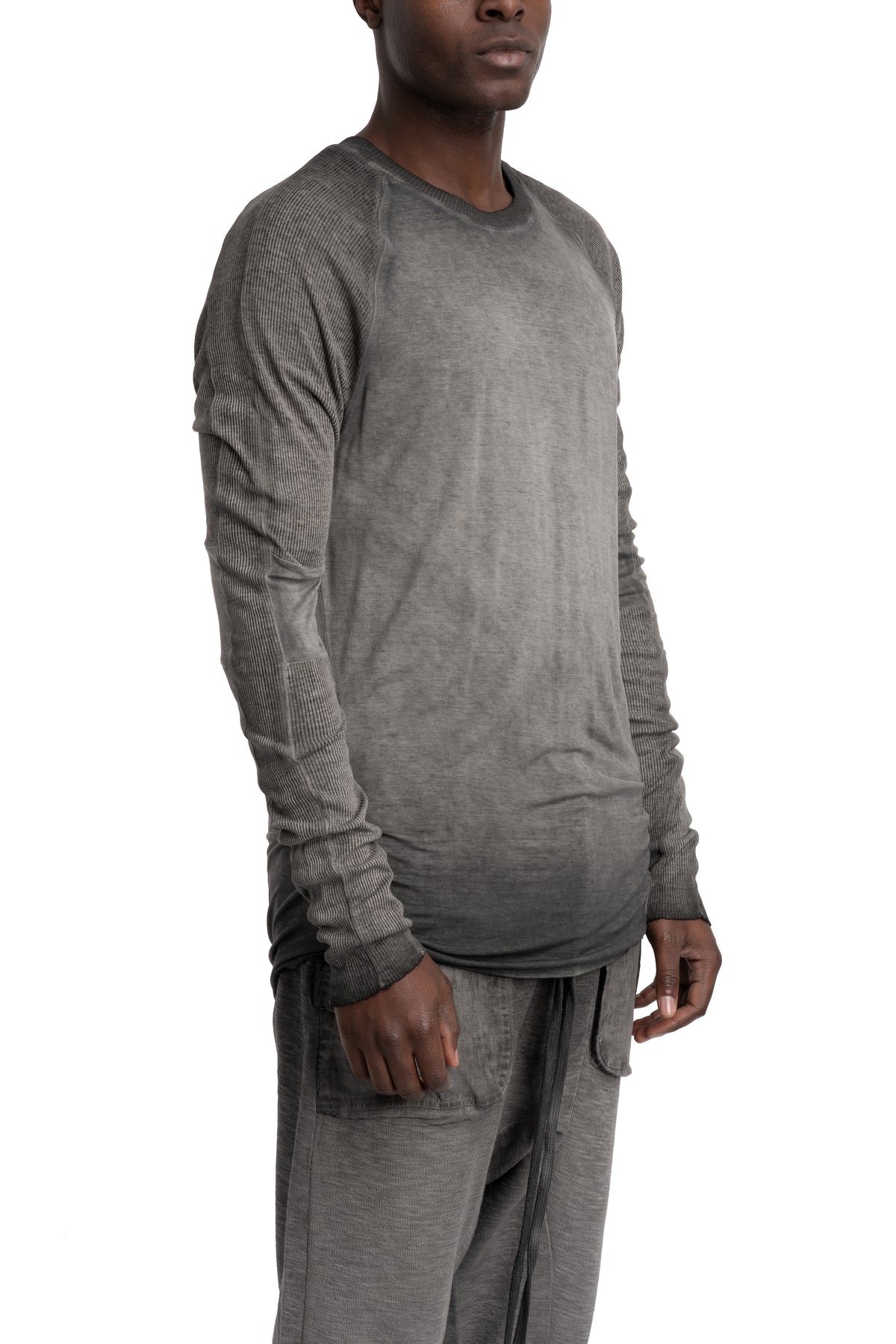 Thom Krom | SS26 - Contrast long sleeve tee, Cold dye grey MTS941