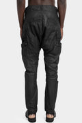 Lightweight cotton gauze pants, Leather effect