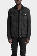 External seams denim jacket, Leather effect