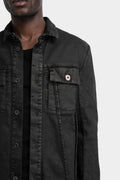 External seams denim jacket, Smeared black