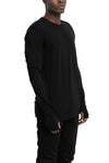 Thom Krom | SS26 - Crinkled double layer long sleeve tee, Black MTS922