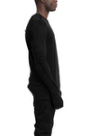 Thom Krom | SS26 - Crinkled double layer long sleeve tee, Black MTS922