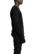 Thom Krom | SS26 - Crinkled double layer long sleeve tee, Black MTS922