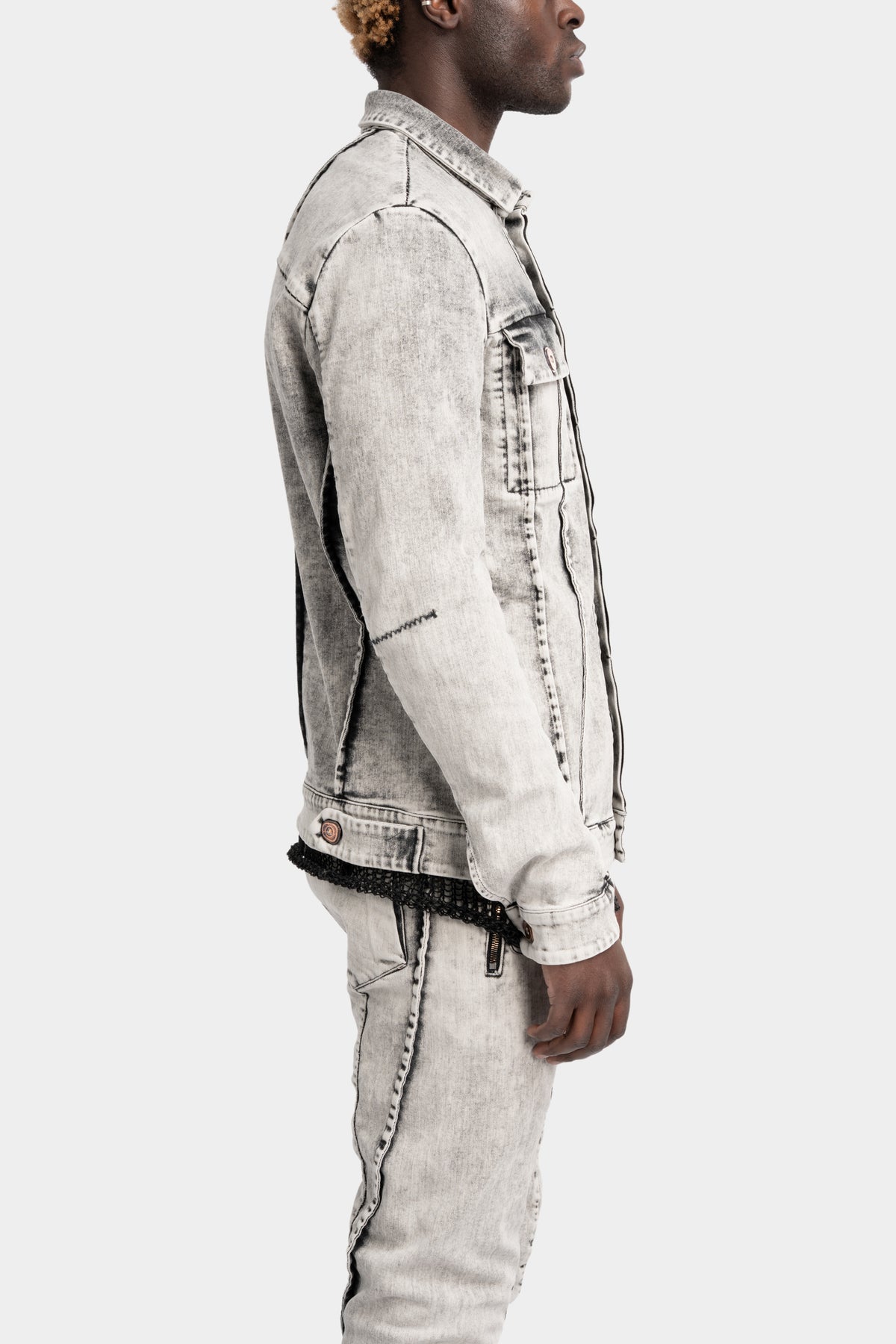 Masnada | SS25 - External seams denim jacket, Dirt white