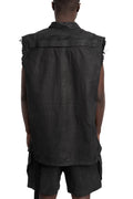 Sleeveless Tommy Overshirt, Deep Black Denim DBK